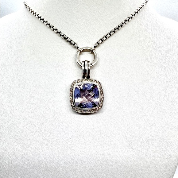 David Yurman Albion 14mm Lavender Amethyst Diamond Pendant Enhancer - Picture 2 of 14